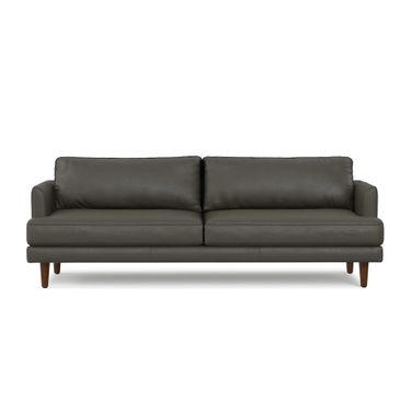 Livingston Top Grain Genuine Leather 90 Inch Sofa In Coal