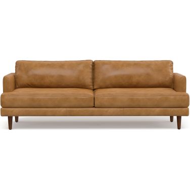 Livingston Top Grain Genuine Leather 90 Inch Sofa In Sienna