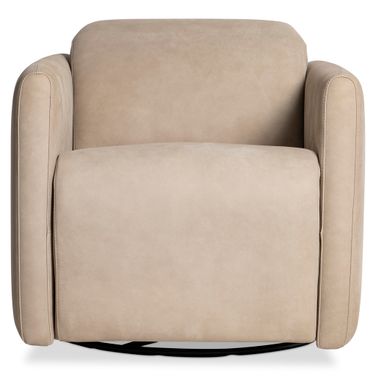 Livvy Leather Power Motion Swivel Chair In Grey