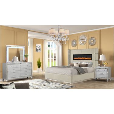 Lizelle Queen 4 Piece Upholstered Bedroom Set In Beige