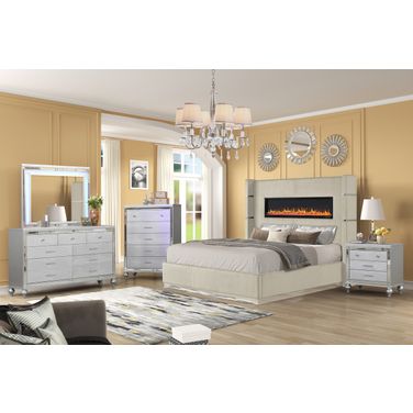 Lizelle Queen 5 Piece Upholstered Bedroom Set In Beige
