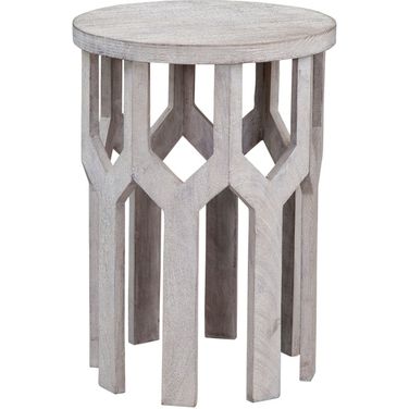 Lloyd Round Accent Table In White Wash