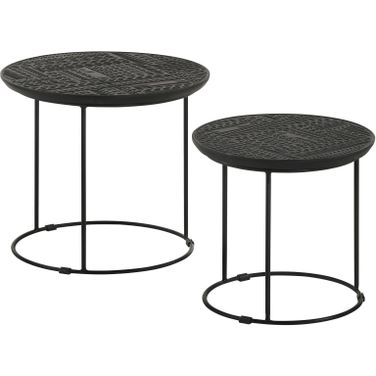 Loannis 2-piece Round Nesting Table Matte Black