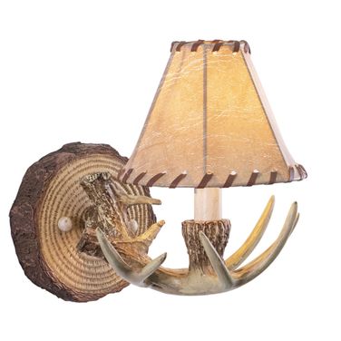 Lodge 1L Antler Wall Light In Noachian Stone