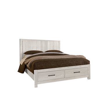 Lodge and Loft King Radius Poster Bed with Footboard Storage In Soft White
