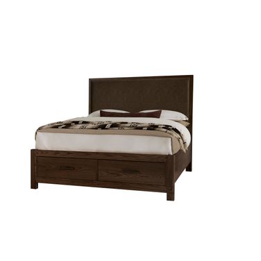Lodge and Loft King Upholstered Storage Bed In Sedona Brown and Dark Oak
