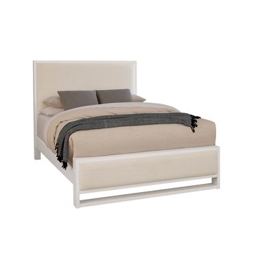Lodge and Loft Queen Upholstered Bed In Ivory Cream and Soft White