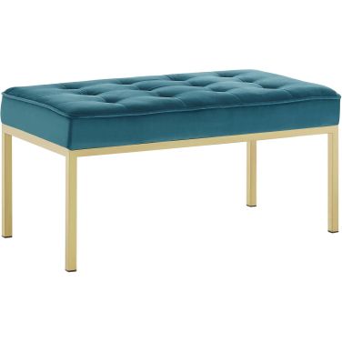 Loft Gold Teal Stainless Steel Leg Medium Performance Velvet Bench