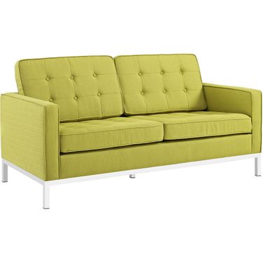 Loft Upholstered Fabric Loveseat In Wheat Grass