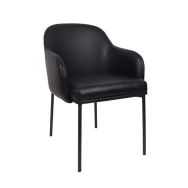 Loft Vegan Leather Metal Armchair Set of 2 In Black