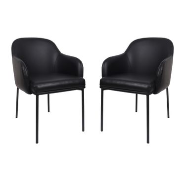 Loft Vegan Leather Metal Armchair Set of 2 In Black