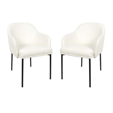 Loft Vegan Leather Metal Armchair Set of 2 In Ivory