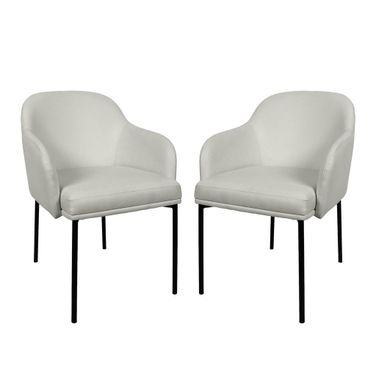 Loft Vegan Leather Metal Armchair Set of 2 In Stone Gray