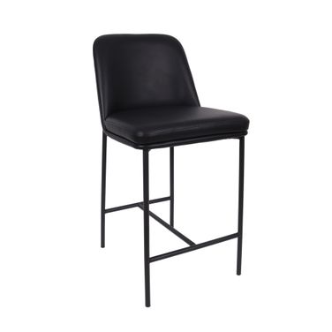 Loft Vegan Leather Metal Counter Stool Set of 2 In Black