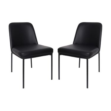 Loft Vegan Leather Metal Side Chair Set of 2 In Black