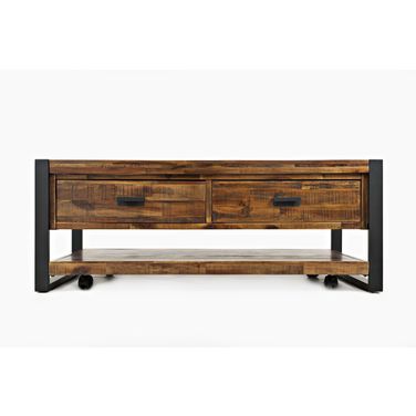 Loftworks 48 Inch Coffee Table with Drawers In Distressed Brown