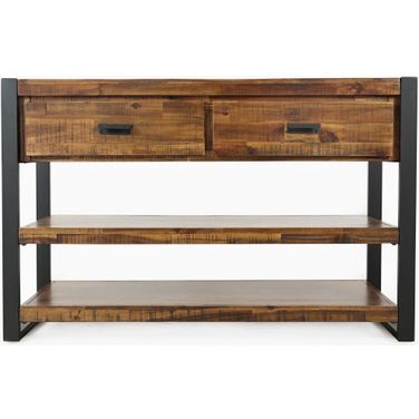 Loftworks 50 Inch Sofa Table with Drawers In Distressed Brown