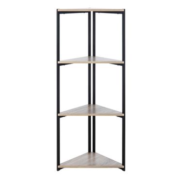 Logan Light Gray and Black 4 Tier Corner Bookshelf