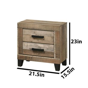 Logan MDF Solid Wood Nightstand in Weathered Brown Pine