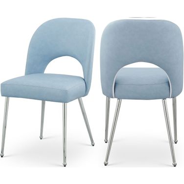 Logan Vegan Leather Dining Chair Set of 2 In Light Blue