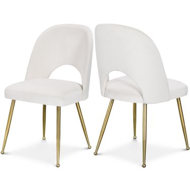 Logan Velvet Dining Chair Set of 2 In Cream