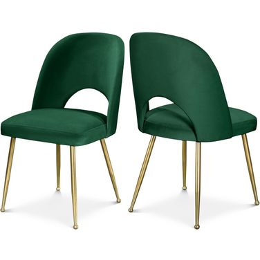 Logan Velvet Dining Chair Set of 2 In Green