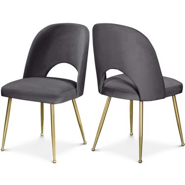 Logan Velvet Dining Chair Set of 2 In Grey