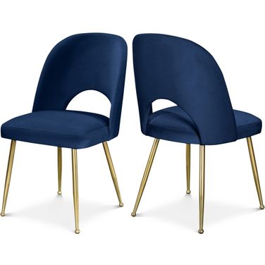 Logan Velvet Dining Chair Set of 2 In Navy
