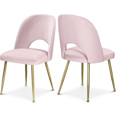 Logan Velvet Dining Chair Set of 2 In Pink