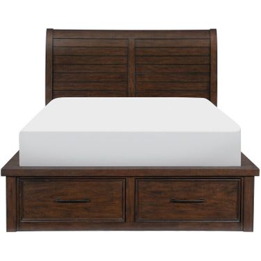 Logandale Eastern King Platform Bed with Footboard Storage In Brown