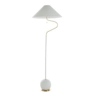 Lombard Floor Lamp In Feather White and Brass
