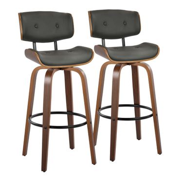 Lombardi 30 Inch Fixed Height Barstool Set of 2 In Black and Gray