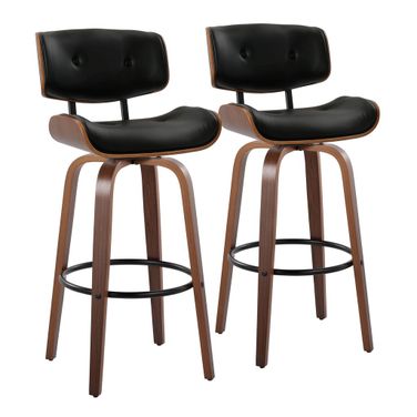 Lombardi 30 Inch Fixed Height Barstool Set of 2 In Black Walnut