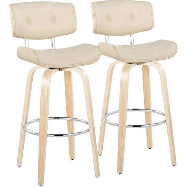 Lombardi 30 Inch Fixed Height Barstool Set of 2 In Natural and Cream