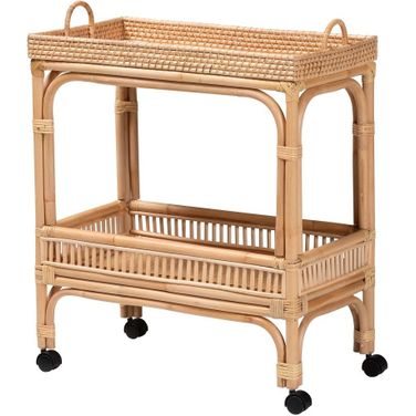 Lombok Rattan Wine Cart In Natural Brown