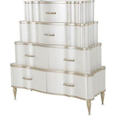 London Place 6-Drawer Tiered Chest In Creamy Pearl