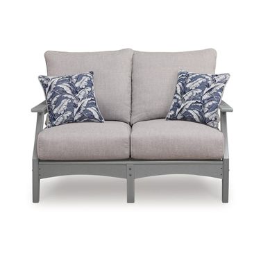 Lone View Bay Outdoor Loveseat with Cushion In Gray