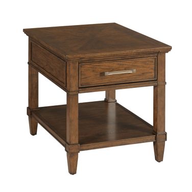 Longham Rectangular Drawer End Table In Warm Auburn