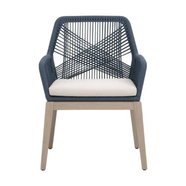 Loom Outdoor Arm Chair Set of 2 In Steel Blue/Stone/Washed Ever Teak