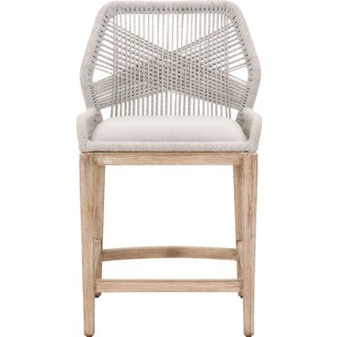 Woven Loom Counter Stool In Taupe and Natural Gray