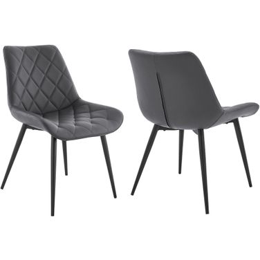 Loralie Gray Faux Leather and Black Metal Dining Chair Set of 2