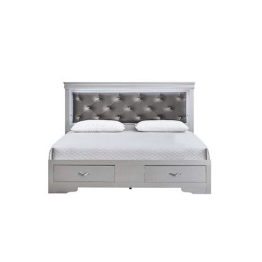 Lorana King Bed In Silver Champagne