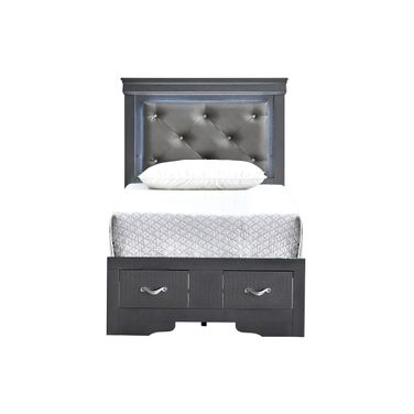 Lorana Twin Bed In Gunmetal Gray