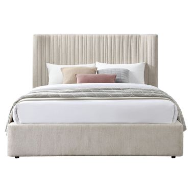 Loren Eastern King Bed In Beige Linen