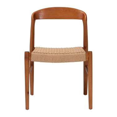 Lorena Paper Loom Woven Dining Chair with Curved Back In Honey and Brown