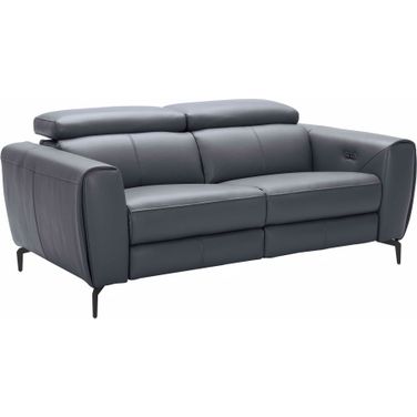 Lorenzo Leather Loveseat In Blue Grey
