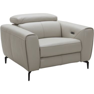 Lorenzo Leather Recliner In Light Grey