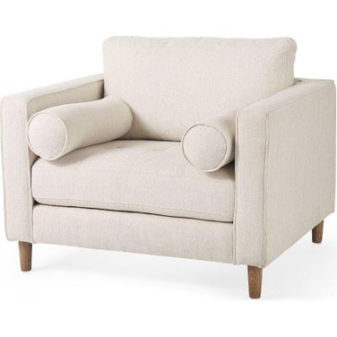 Loretta Cream Fabric Chair With Two Bolster Cushions