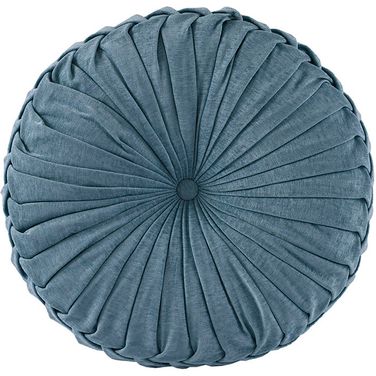 Loretta Polyester Chenille Round Floor Pillow Cushion In Aqua
