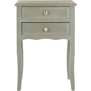 Lori French Grey End Table with 2 Storage Drawers